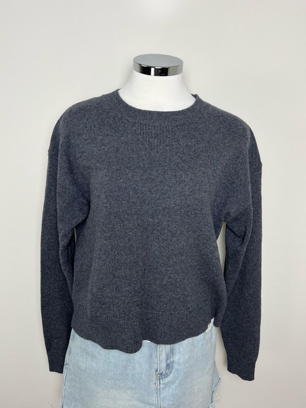 Buck Mason Lounge Wool Crewneck Sweater Charcoal Grey Wool Blend Women's Size S